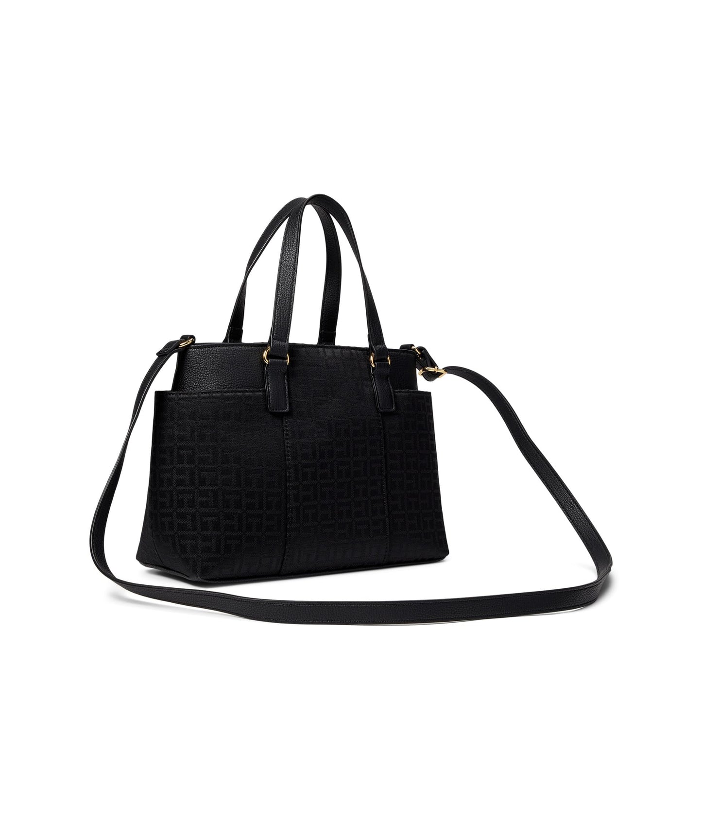 Tommy Hilfiger Evelyn II Convertible Satchel-Square Monogram Jacquard Black Tonal One Size