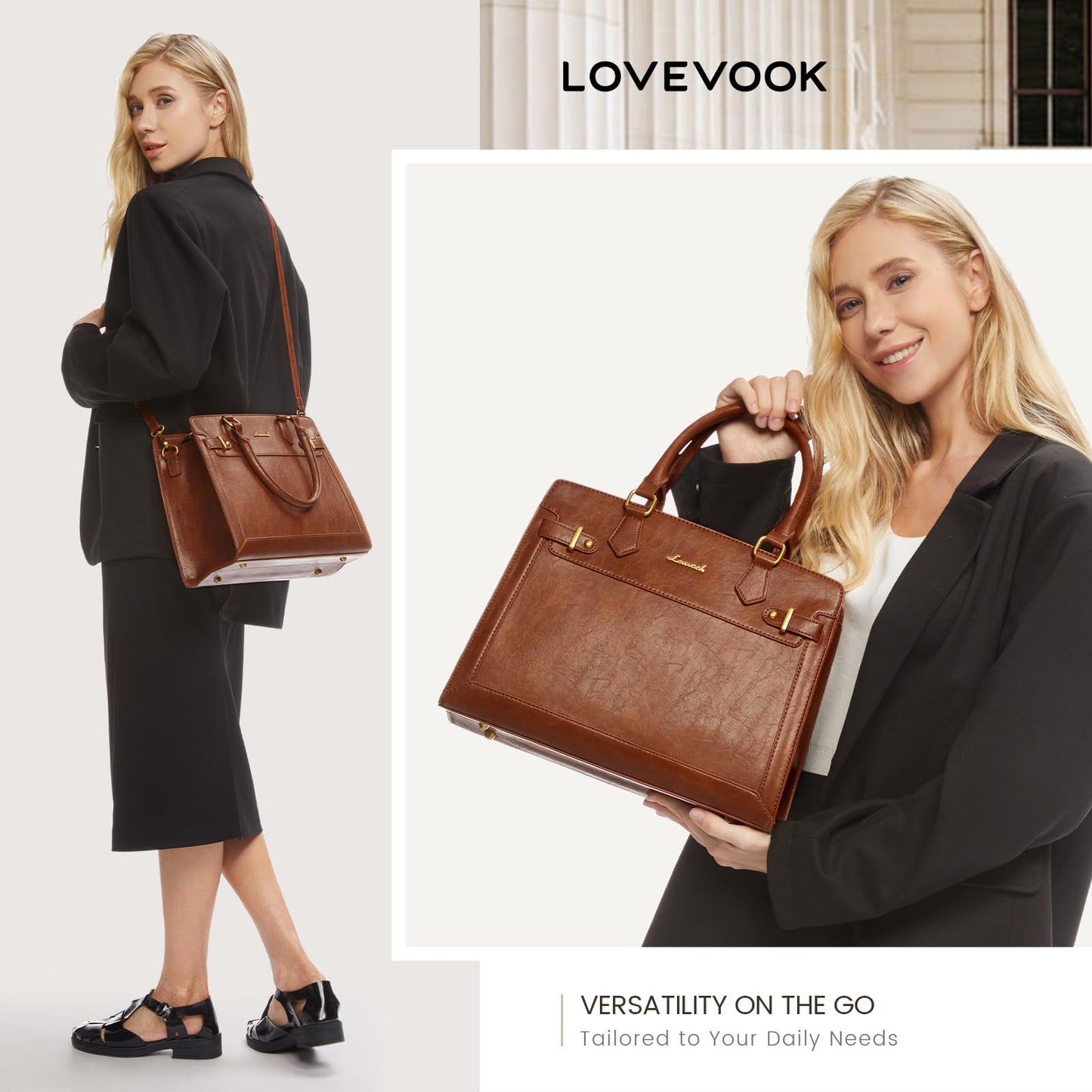 LOVEVOOK Purses and Handbags for Women, Tote Bags for Women, Satchel Shoulder Purse and PU Leather Top Handle for ladies, Brown