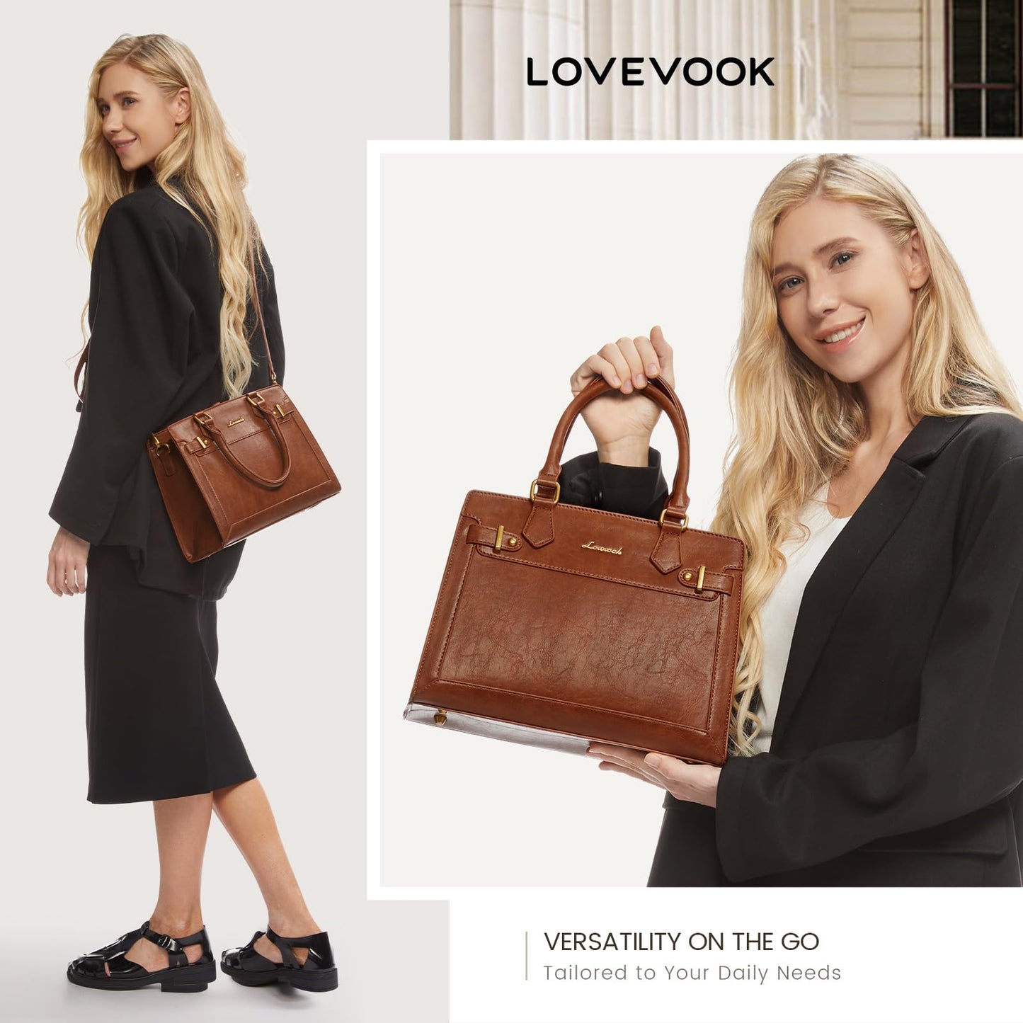 LOVEVOOK Purses and Handbags for Women, Tote Bags for Women, Satchel Shoulder Purse and PU Leather Top Handle for ladies, Brown