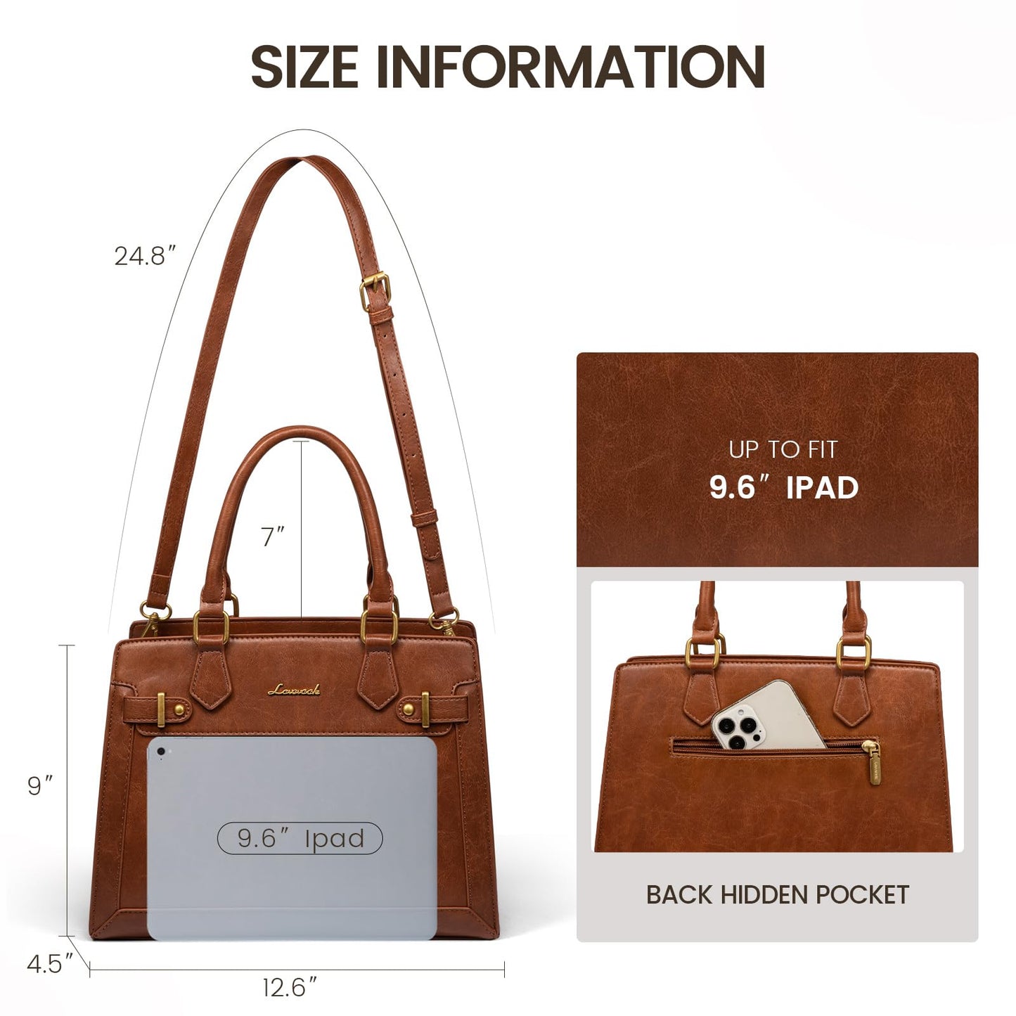 LOVEVOOK Purses and Handbags for Women, Tote Bags for Women， Satchel Shoulder Purse and PU Leather Top Handle for ladies, Brown