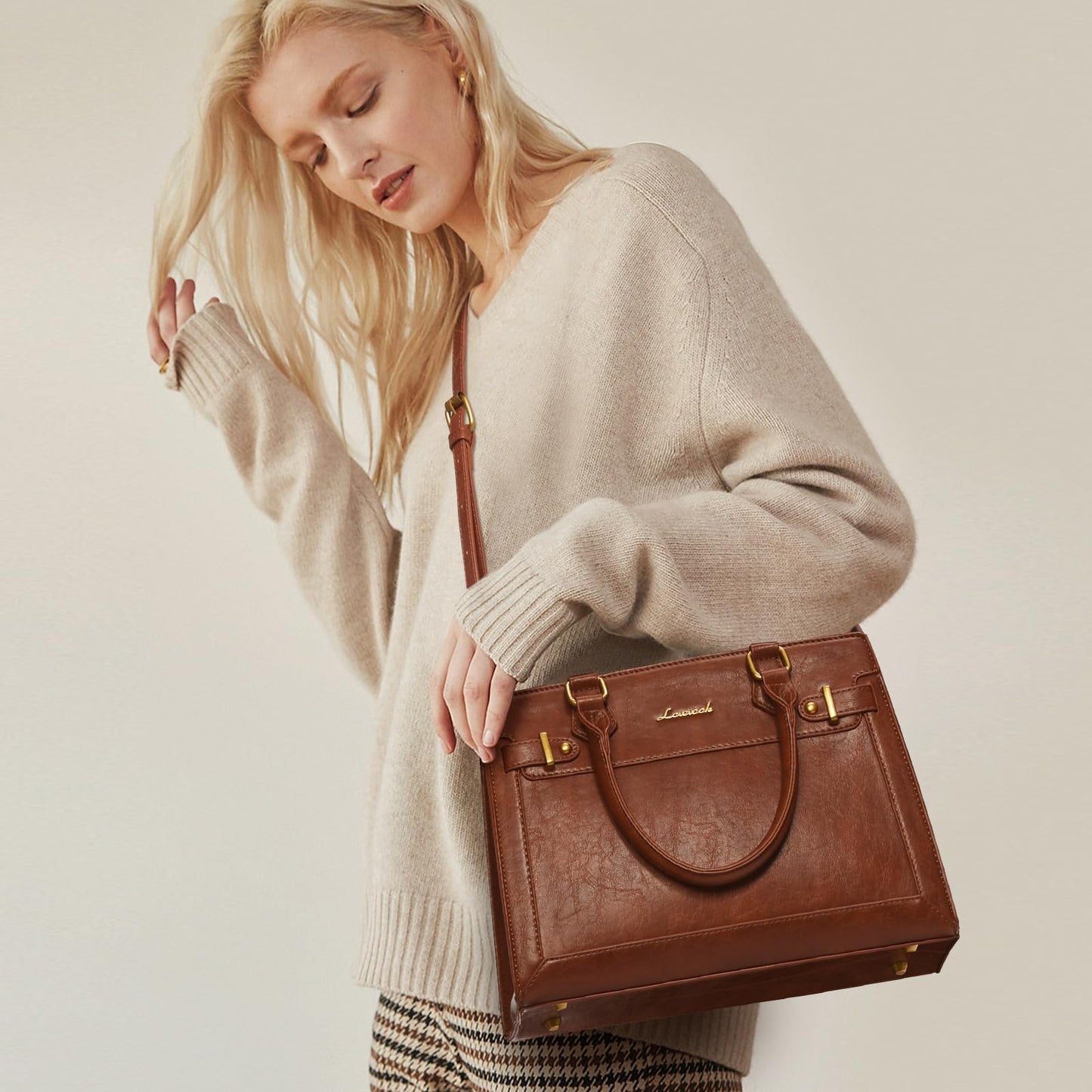 LOVEVOOK Purses and Handbags for Women, Tote Bags for Women， Satchel Shoulder Purse and PU Leather Top Handle for ladies, Brown