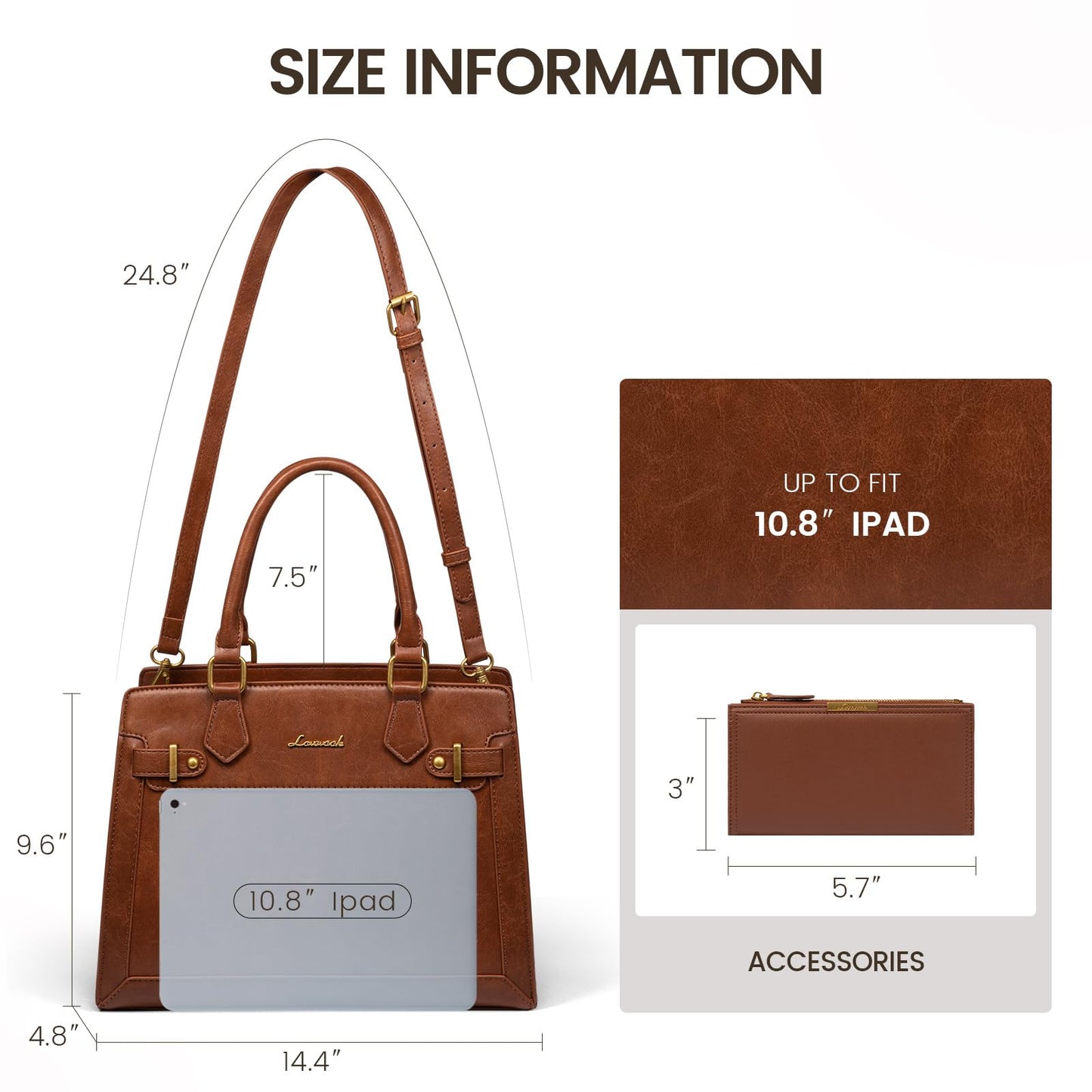 LOVEVOOK Purses and Handbags for Women, Tote Bags for Women， Satchel Shoulder Purse and PU Leather Top Handle for ladies, Brown