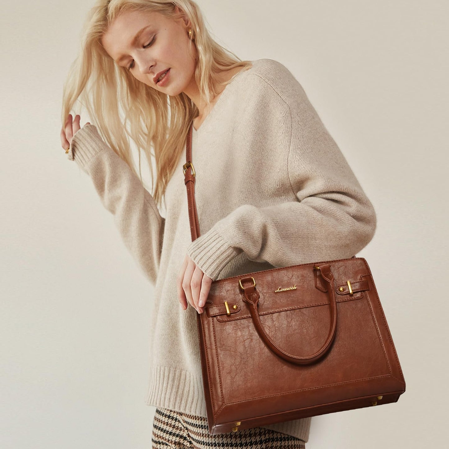 LOVEVOOK Purses and Handbags for Women, Tote Bags for Women， Satchel Shoulder Purse and PU Leather Top Handle for ladies, Brown