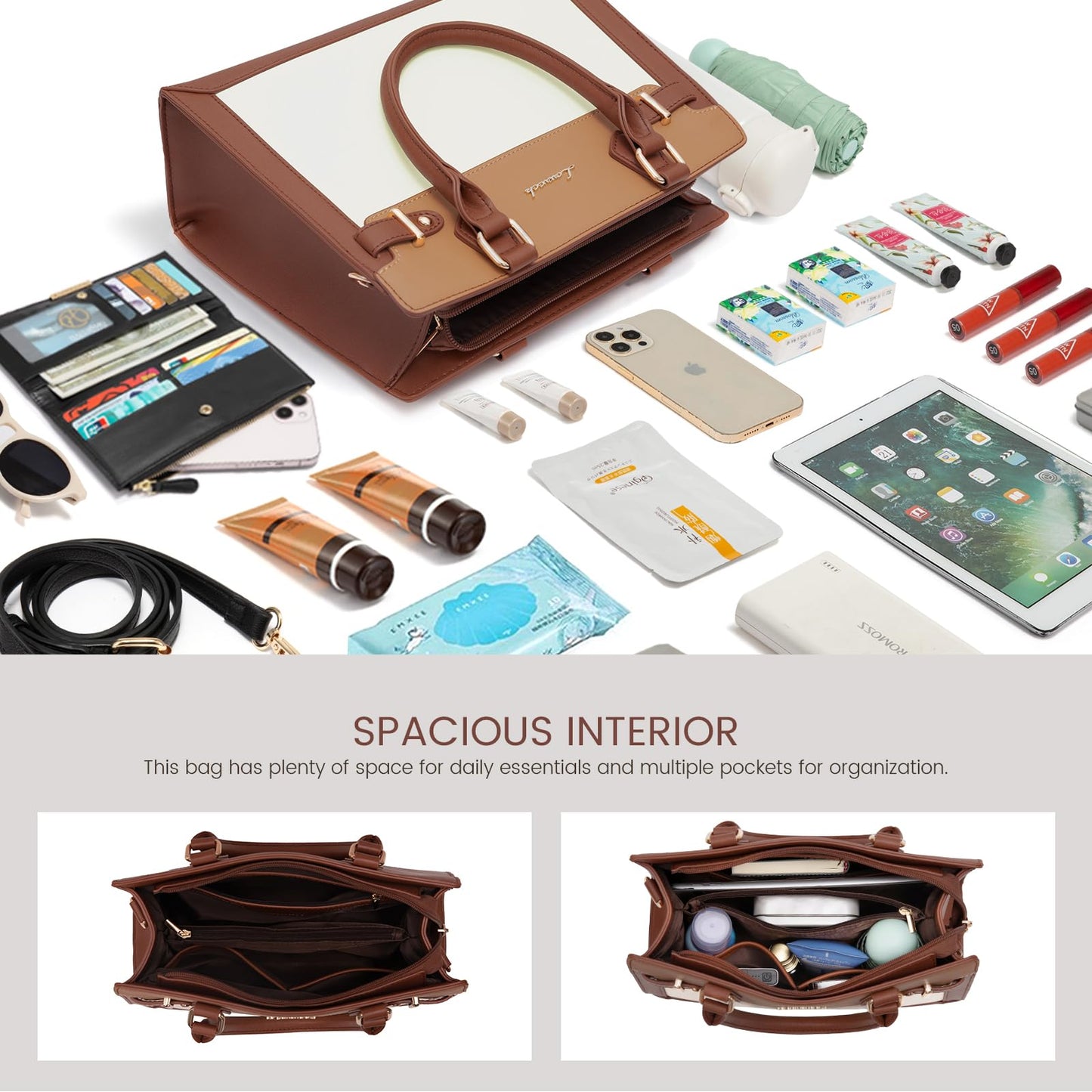 LOVEVOOK Purses and Handbags for Women, Tote Shoulder Bag Satchel Black Purse and PU Leather Top Handle for ladies