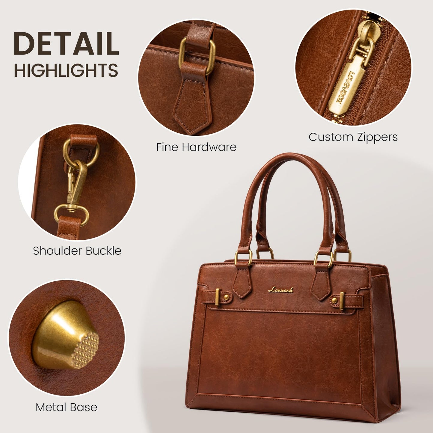 LOVEVOOK Purses and Handbags for Women, Tote Bags for Women， Satchel Shoulder Purse and PU Leather Top Handle for ladies, Brown