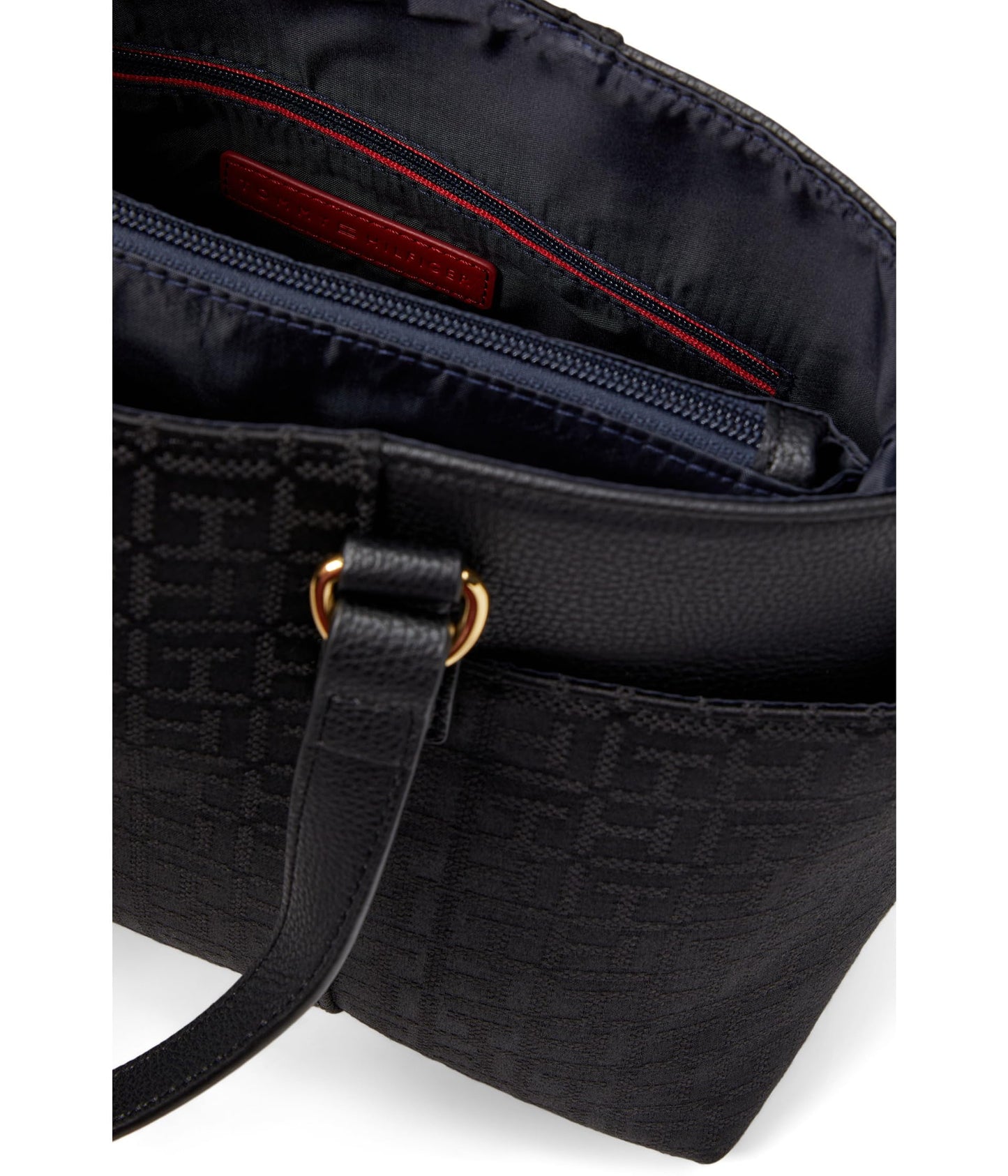 Tommy Hilfiger Evelyn II Convertible Satchel-Square Monogram Jacquard Black Tonal One Size
