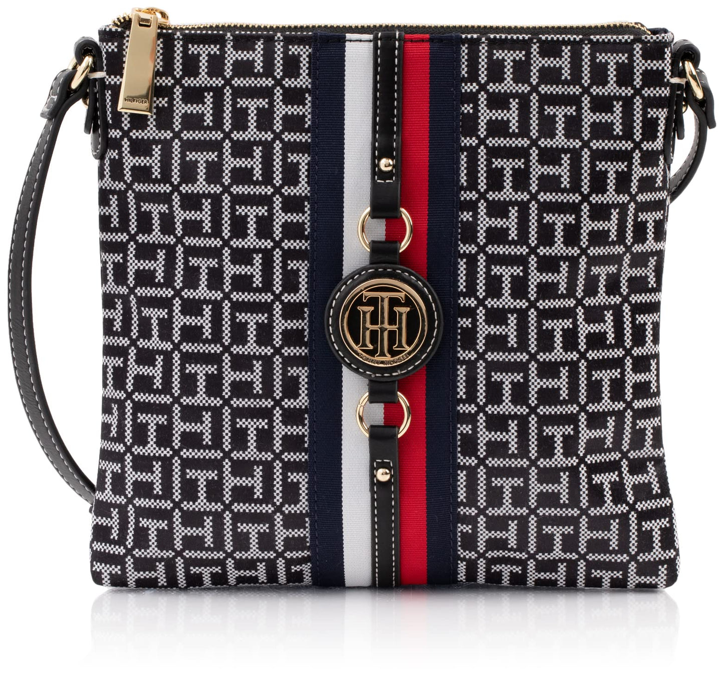 Tommy Hilfiger Womens Jaden Plus Crossbody HANDBAG, Black/White