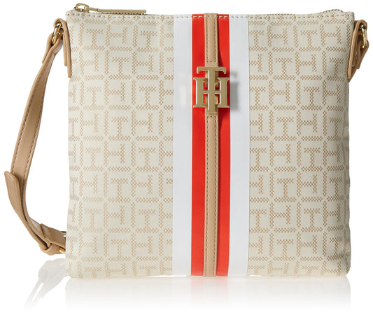 Tommy Hilfiger Womens Jaden Plus Crossbody Bag, Ivory/Clayed Pebble
