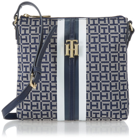 Tommy Hilfiger Womens Jaden Plus Crossbody HANDBAG, Light Stone/Navy, One Size US