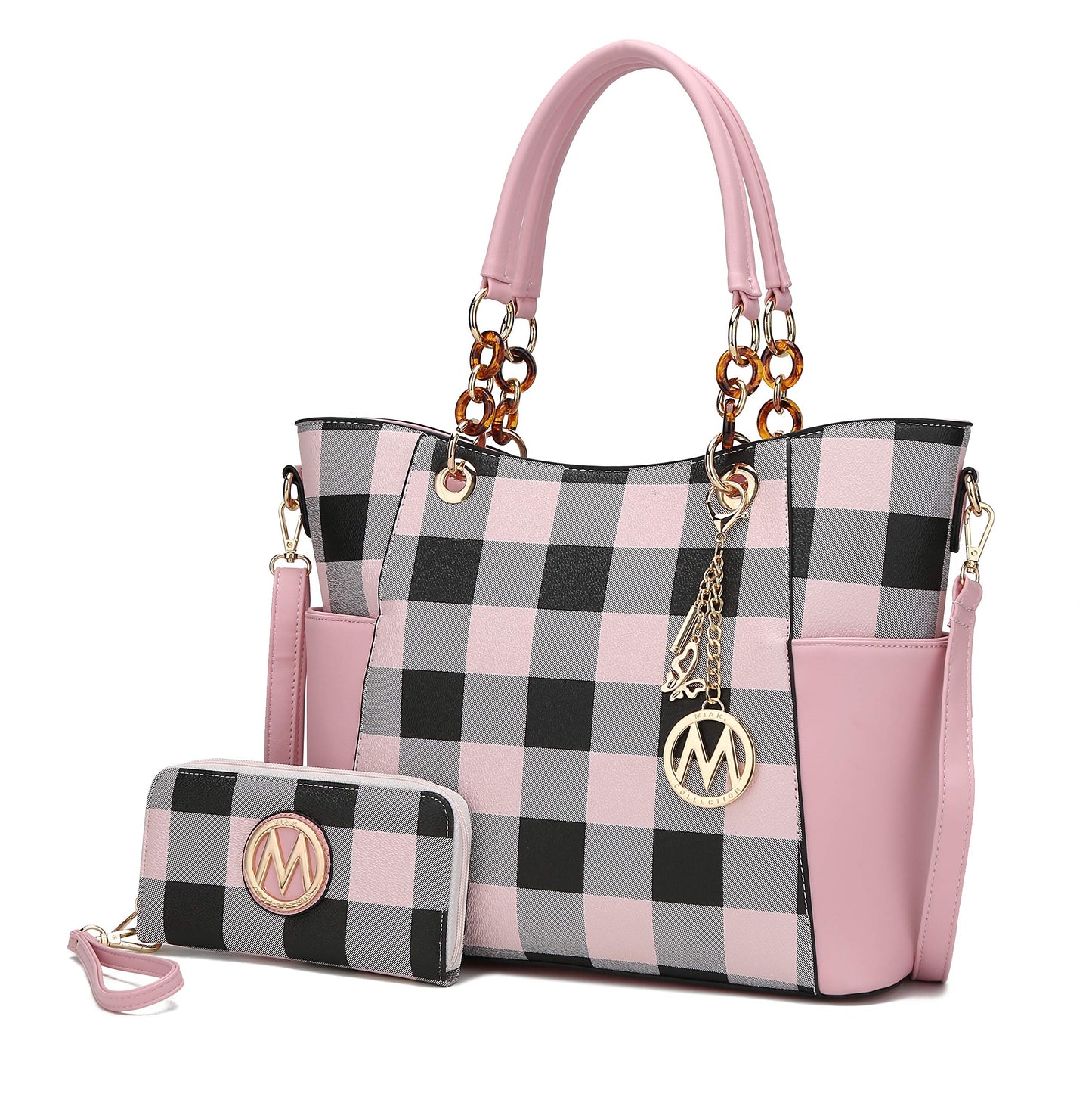 MKF Collection Tote Bag for Women, Handbag Set with Wallet-Top-Handle- Vegan Leather Purse Pink by Mia k