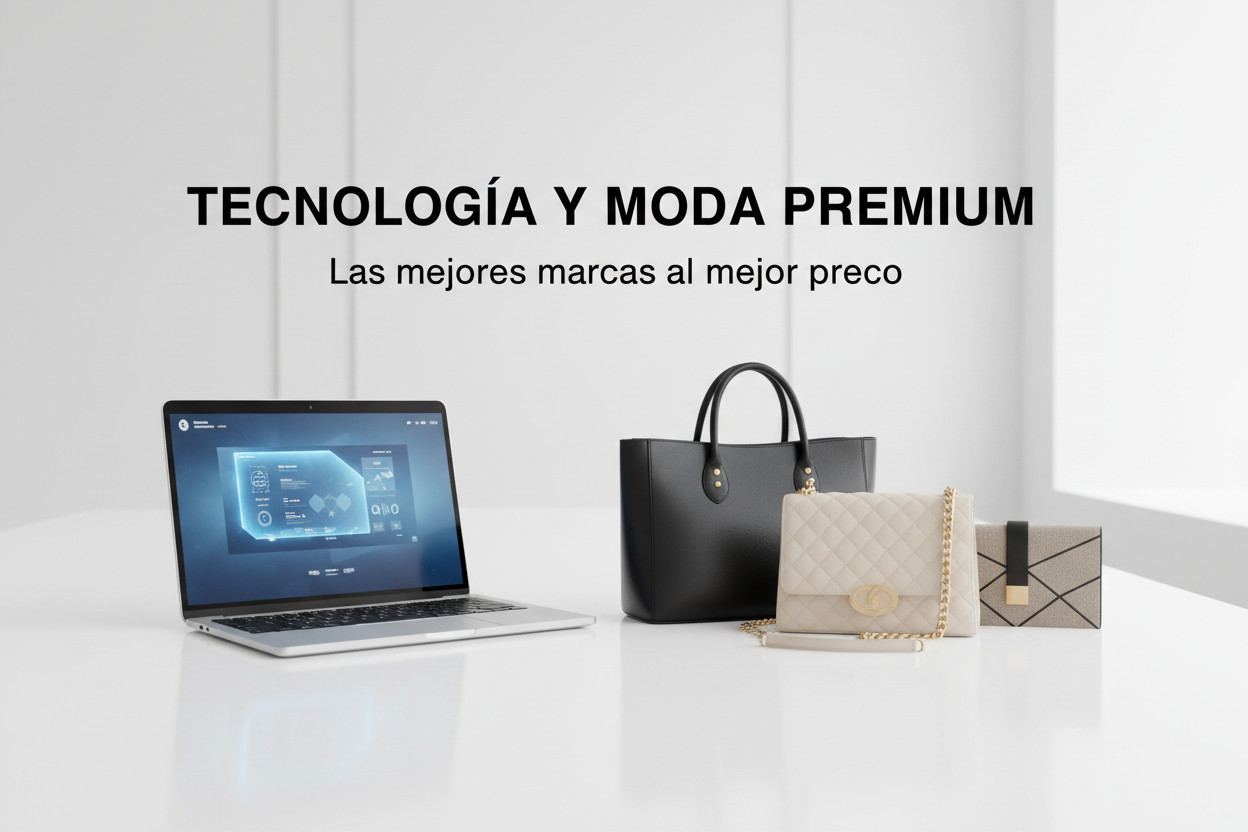 Banner Tecnología y Moda Premium - Laptop Encendida